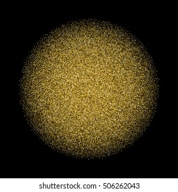 Gold glitter texture isolated on black. Golden color of winners. Gilded abstract particles. Explosion of confetti shine. Celebratory background. Vector illustration,eps 10.