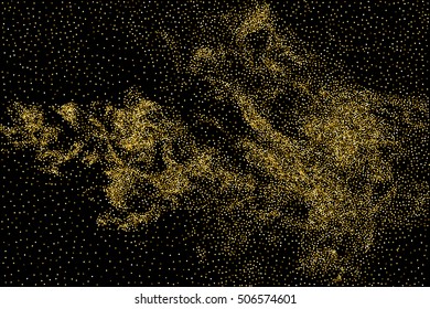 Gold glitter texture isolated on black. Celebratory background. Golden explosion of confetti. Vector illustration,eps 10.