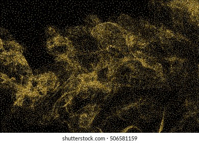 Gold glitter texture isolated on black. Celebratory background. Golden explosion of confetti. Vector illustration,eps 10.