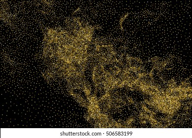 Gold glitter texture isolated on black. Celebratory background. Golden explosion of confetti. Vector illustration,eps 10.