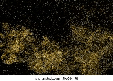 Gold glitter texture isolated on black. Celebratory background. Golden explosion of confetti. Vector illustration,eps 10.