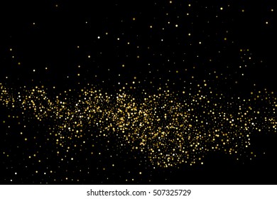 Gold glitter texture isolated on black. Celebratory background. Golden explosion of confetti. Vector illustration,eps 10.