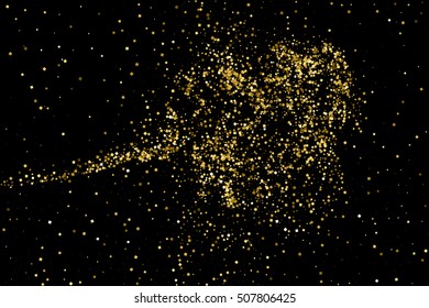 Gold glitter texture isolated on black. Celebratory background. Golden explosion of confetti. Vector illustration,eps 10.