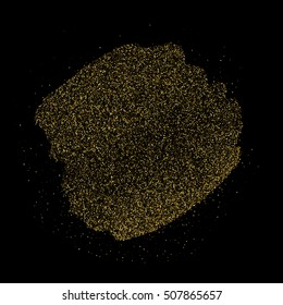 Gold glitter texture isolated on black. Golden color of winners. Gilded abstract particles. Explosion of confetti shine. Celebratory background. Vector illustration,eps 10.