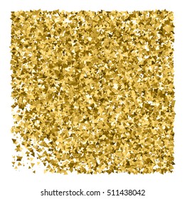 Gold glitter texture isolated on white. Glittering tinsel. Gilded abstract particles. Explosion of confetti shine. Celebratory background. Vector illustration,eps 10.