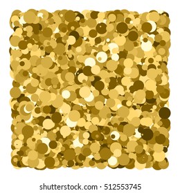 Gold glitter texture isolated on white. Glittering tinsel. Gilded abstract particles. Explosion of confetti shine. Celebratory background. Vector illustration,eps 10.