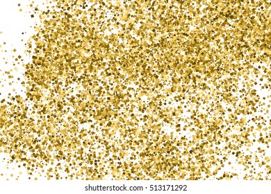 Gold glitter texture isolated on white. Celebratory background. Golden explosion of confetti. Vector illustration,eps 10.
