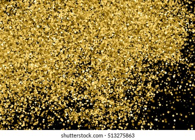 Gold glitter texture isolated on black. Celebratory background. Golden explosion of confetti. Vector illustration,eps 10.