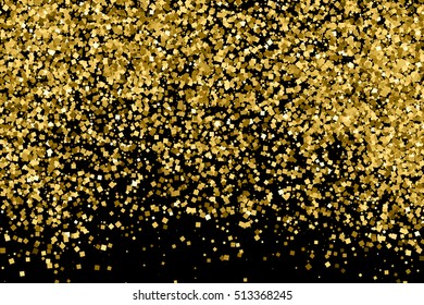 Gold glitter texture isolated on black. Amber particles color. Celebratory background. Golden explosion of confetti. Vector illustration,eps 10.