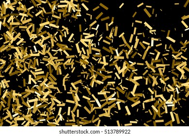 Gold glitter texture isolated on black. Amber particles color. Celebratory background. Golden explosion of confetti. Vector illustration,eps 10.