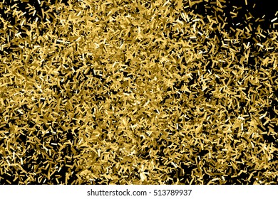 Gold glitter texture isolated on black. Amber particles color. Celebratory background. Golden explosion of confetti. Vector illustration,eps 10.