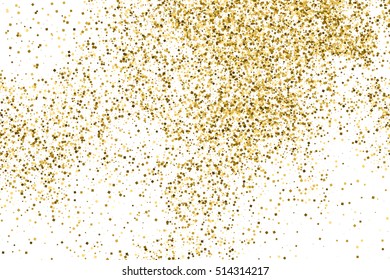 Gold glitter texture isolated on white. Amber particles color. Celebratory background. Golden explosion of confetti. Vector illustration,eps 10.