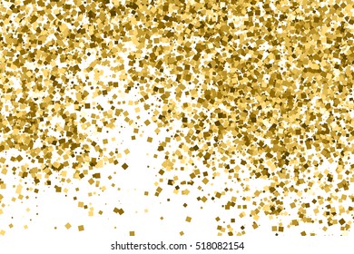 Gold glitter texture isolated on white. Amber color background. Golden explosion of confetti. Vector illustration,eps 10