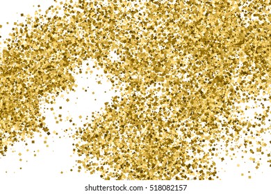 Gold glitter texture isolated on white. Amber color background. Golden explosion of confetti. Vector illustration,eps 10