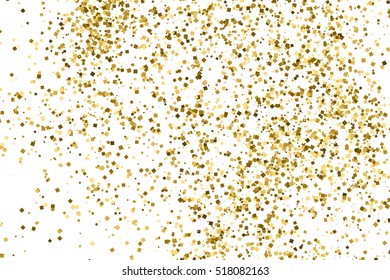 Gold glitter texture isolated on white. Amber color background. Golden explosion of confetti. Vector illustration,eps 10