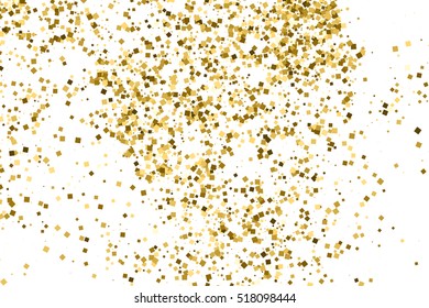 Gold glitter texture isolated on white. Amber color background. Golden explosion of confetti. Vector illustration,eps 10
