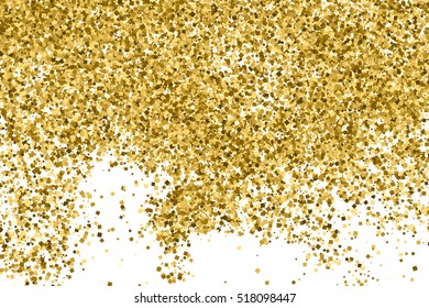 Gold glitter texture isolated on white. Amber color background. Golden explosion of confetti. Vector illustration,eps 10