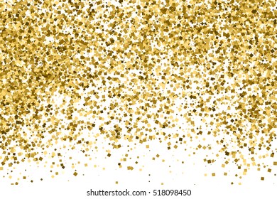 Gold glitter texture isolated on white. Amber color background. Golden explosion of confetti. Vector illustration,eps 10