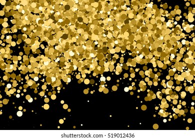 Gold glitter texture isolated on black. Amber particles color. Celebratory background. Golden explosion of confetti. Vector illustration,eps 10.