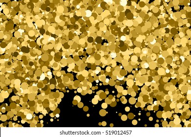 Gold glitter texture isolated on black. Amber particles color. Celebratory background. Golden explosion of confetti. Vector illustration,eps 10.