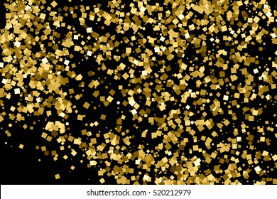 Gold glitter texture isolated on black. Amber particles color. Celebratory background. Golden explosion of confetti. Vector illustration,eps 10.