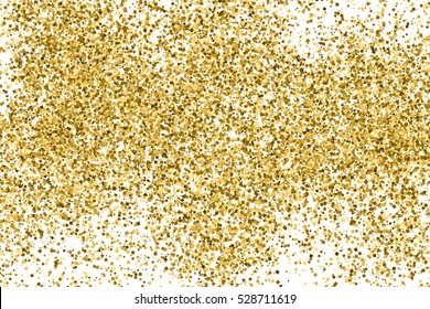 Gold glitter texture isolated on white. Amber color background. Golden explosion of confetti. Vector illustration,eps 10