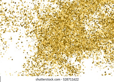 Gold glitter texture isolated on white. Amber color background. Golden explosion of confetti. Vector illustration,eps 10