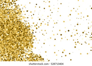 Gold glitter texture isolated on white. Amber color background. Golden explosion of confetti. Vector illustration,eps 10