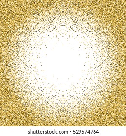 Gold glitter texture isolated on white background. Vector illustration for golden shimmer background. Sparkle sequin tinsel yellow bling. For sale gift card, brightly vibrant certificate voucher
