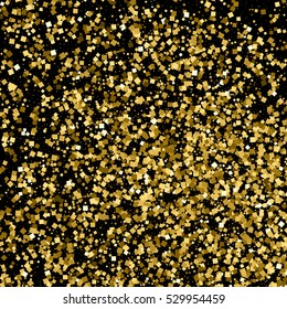 Gold glitter texture isolated on black. Amber particles color. Celebratory background. Golden explosion of confetti. Vector illustration,eps 10.