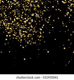 Gold glitter texture isolated on black. Amber particles color. Celebratory background. Golden explosion of confetti. Vector illustration,eps 10