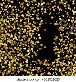 Gold glitter texture isolated on black. Amber particles color. Celebratory background. Golden explosion of confetti. Vector illustration,eps 10
