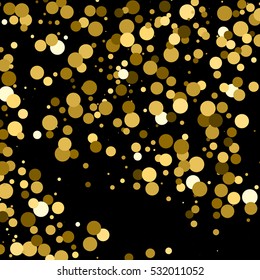 Gold glitter texture isolated on black. Amber particles color. Celebratory background. Golden explosion of confetti. Vector illustration,eps 10