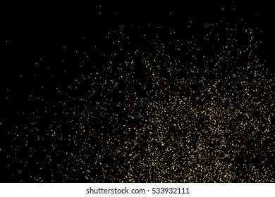 Gold glitter texture isolated on black. Amber particles color. Celebratory background. Golden explosion of confetti. Vector illustration,eps 10.