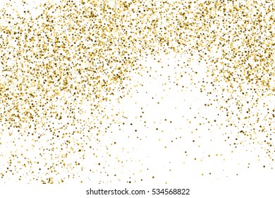 Gold glitter texture isolated on white. Amber color background. Golden explosion of confetti. Vector illustration,eps 10.