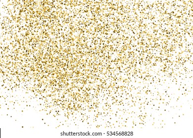 Gold glitter texture isolated on white. Amber color background. Golden explosion of confetti. Vector illustration,eps 10.
