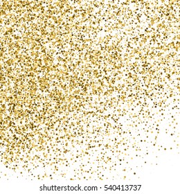 Gold glitter texture isolated on white. Amber particles color. Celebratory background. Golden explosion of confetti. Vector illustration,eps 10.