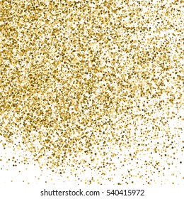 Gold glitter texture isolated on white. Amber particles color. Celebratory background. Golden explosion of confetti. Vector illustration,eps 10.