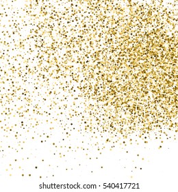 Gold glitter texture isolated on white. Amber particles color. Celebratory background. Golden explosion of confetti. Vector illustration,eps 10.
