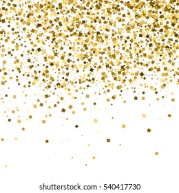 Gold glitter texture isolated on white. Amber particles color. Celebratory background. Golden explosion of confetti. Vector illustration,eps 10.
