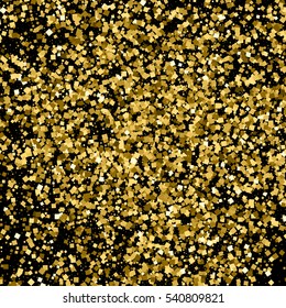 Gold glitter texture isolated on black. Amber particles color. Celebratory background. Golden explosion of confetti. Vector illustration,eps 10.