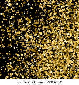 Gold glitter texture isolated on black. Amber particles color. Celebratory background. Golden explosion of confetti. Vector illustration,eps 10.