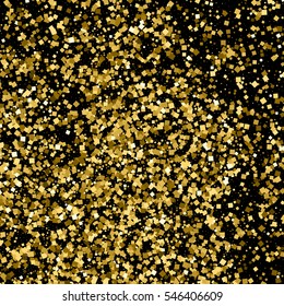 Gold glitter texture isolated on black. Amber particles color. Celebratory background. Golden explosion of confetti. Vector illustration,eps 10.