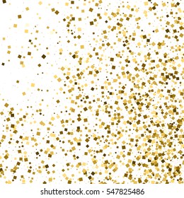 Gold glitter texture isolated on white. Amber particles color. Celebratory background. Golden explosion of confetti. Vector illustration,eps 10.