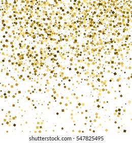 Gold glitter texture isolated on white. Amber particles color. Celebratory background. Golden explosion of confetti. Vector illustration,eps 10.