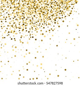 Gold glitter texture isolated on white. Amber particles color. Celebratory background. Golden explosion of confetti. Vector illustration,eps 10.