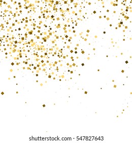 Gold glitter texture isolated on white. Amber particles color. Celebratory background. Golden explosion of confetti. Vector illustration,eps 10.