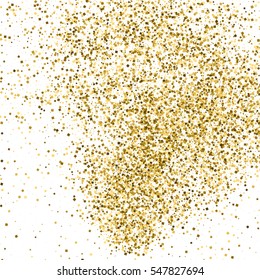 Gold glitter texture isolated on white. Amber particles color. Celebratory background. Golden explosion of confetti. Vector illustration,eps 10.