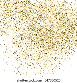Gold glitter texture isolated on white. Amber particles color. Celebratory background. Golden explosion of confetti. Vector illustration,eps 10.