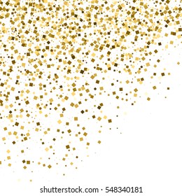 Gold glitter texture isolated on white. Amber particles color. Celebratory background. Golden explosion of confetti. Vector illustration,eps 10.